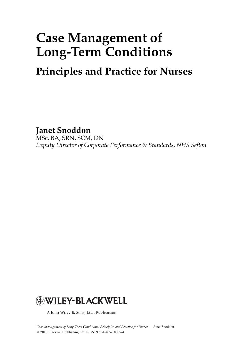Case Management of Long-term Conditions: Principles and Practice for Nurses by Unknow