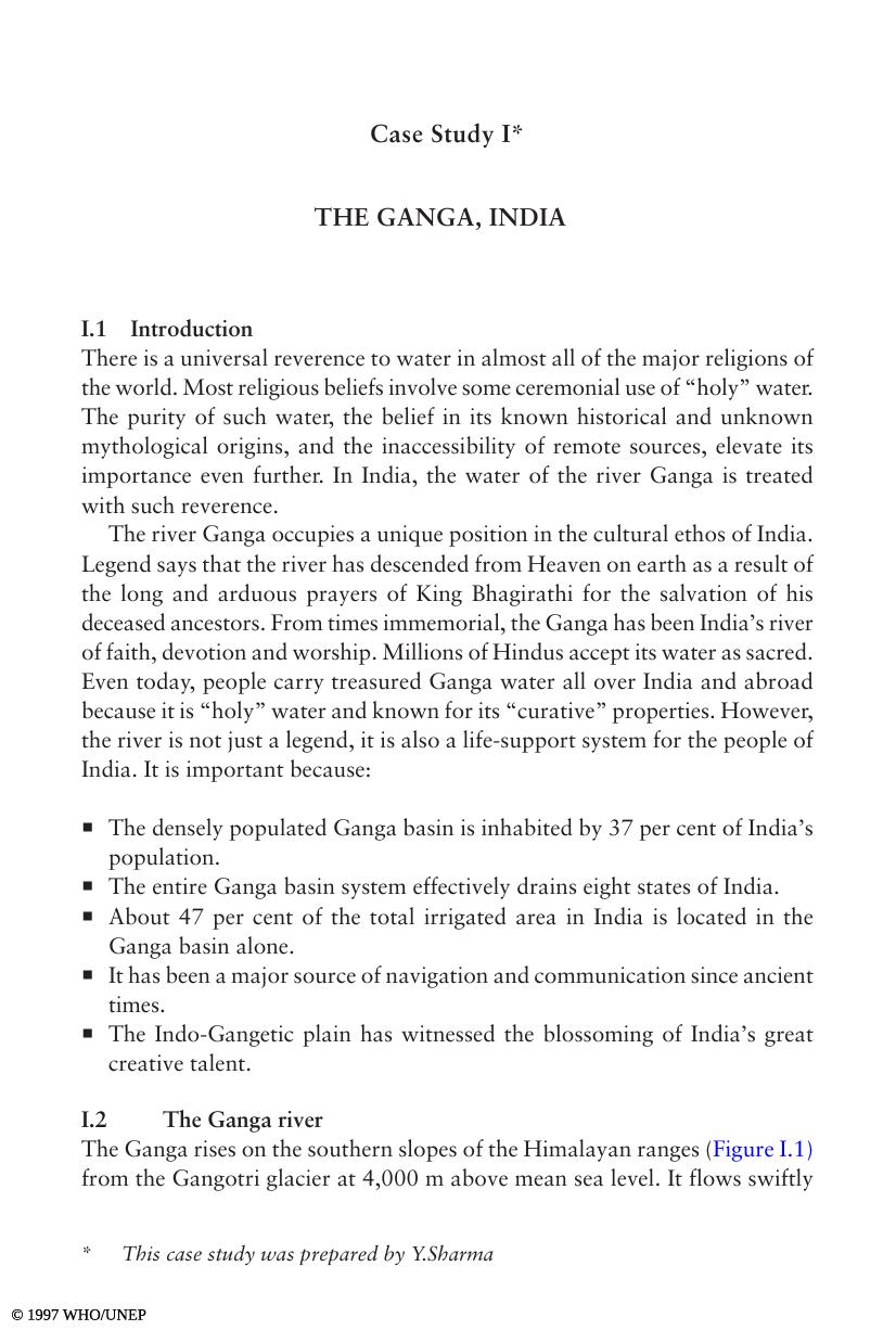 Case Study I*: THE GANGA, INDIA by Richard Helmer & Ivanildo Hespanhol