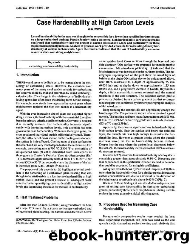 Case hardenability at high carbon levels by Unknown