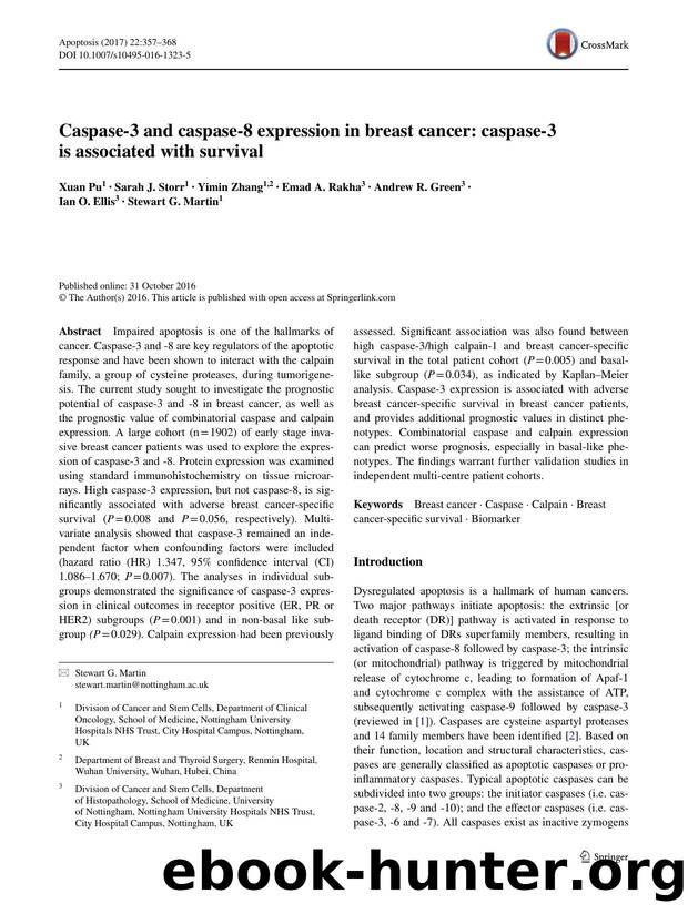 Caspase-3 and caspase-8 expression in breast cancer: caspase-3 is associated with survival by Xuan Pu