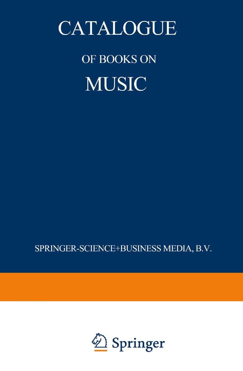 Catalogue of Books on Music by (auth.)