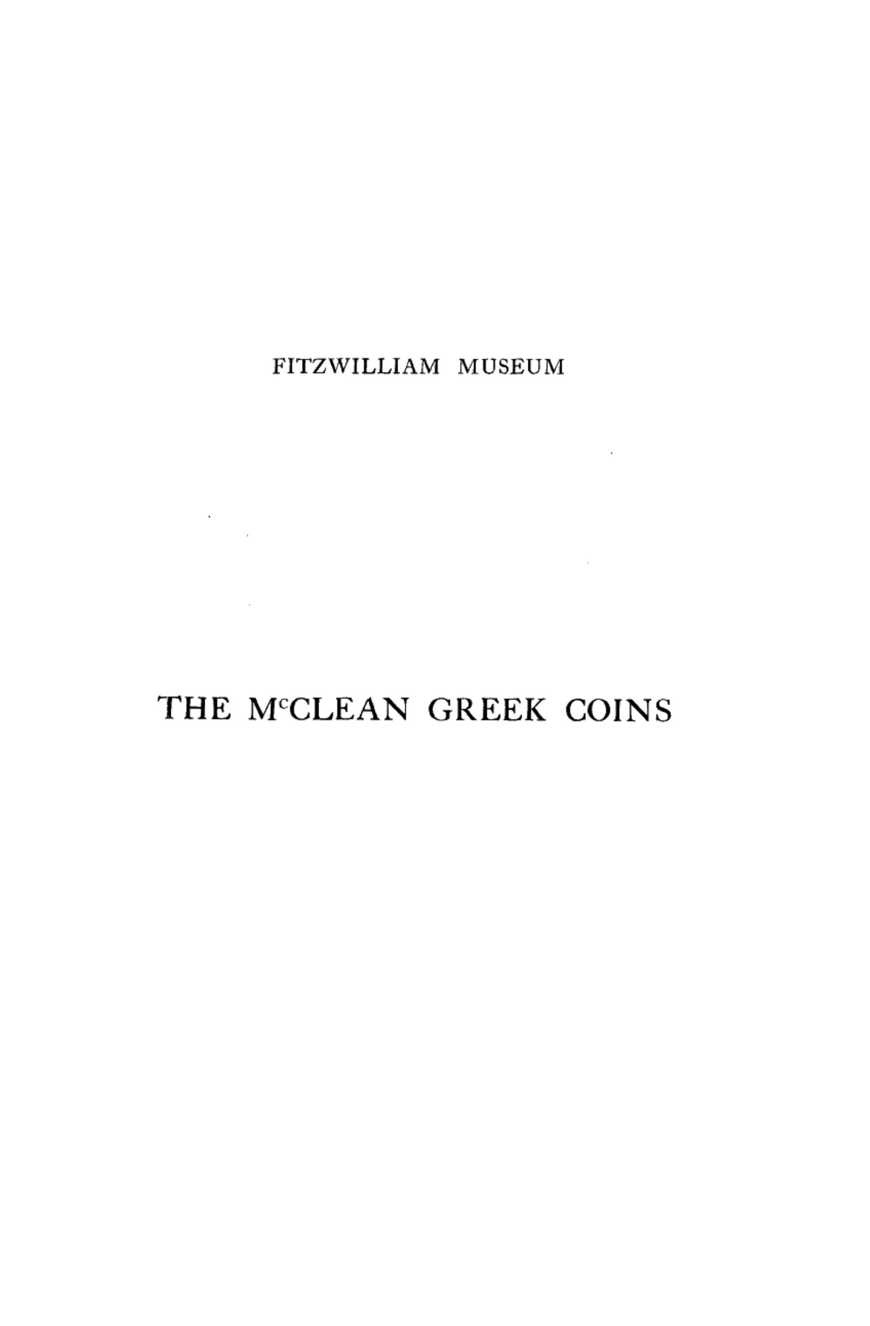 Catalogue of the McClean collection of Greek coins, by S. W. Grose.Part 2 by Unknown
