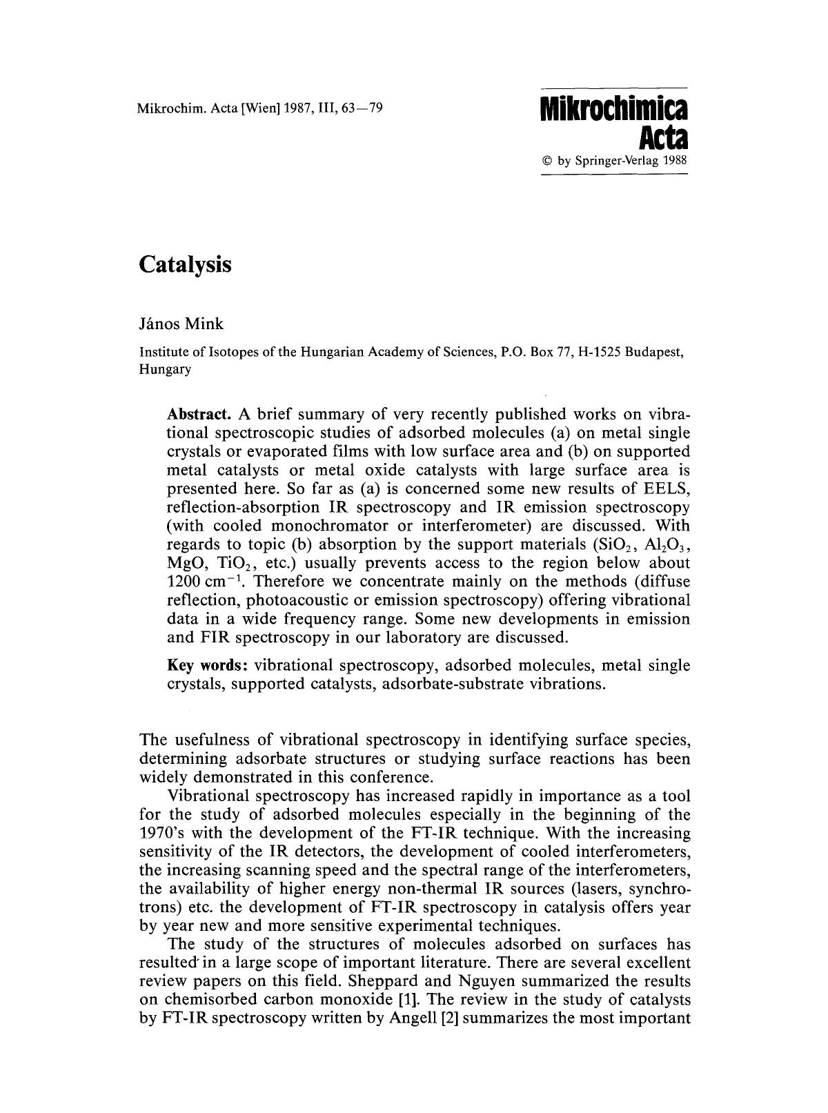 Catalysis by Unknown