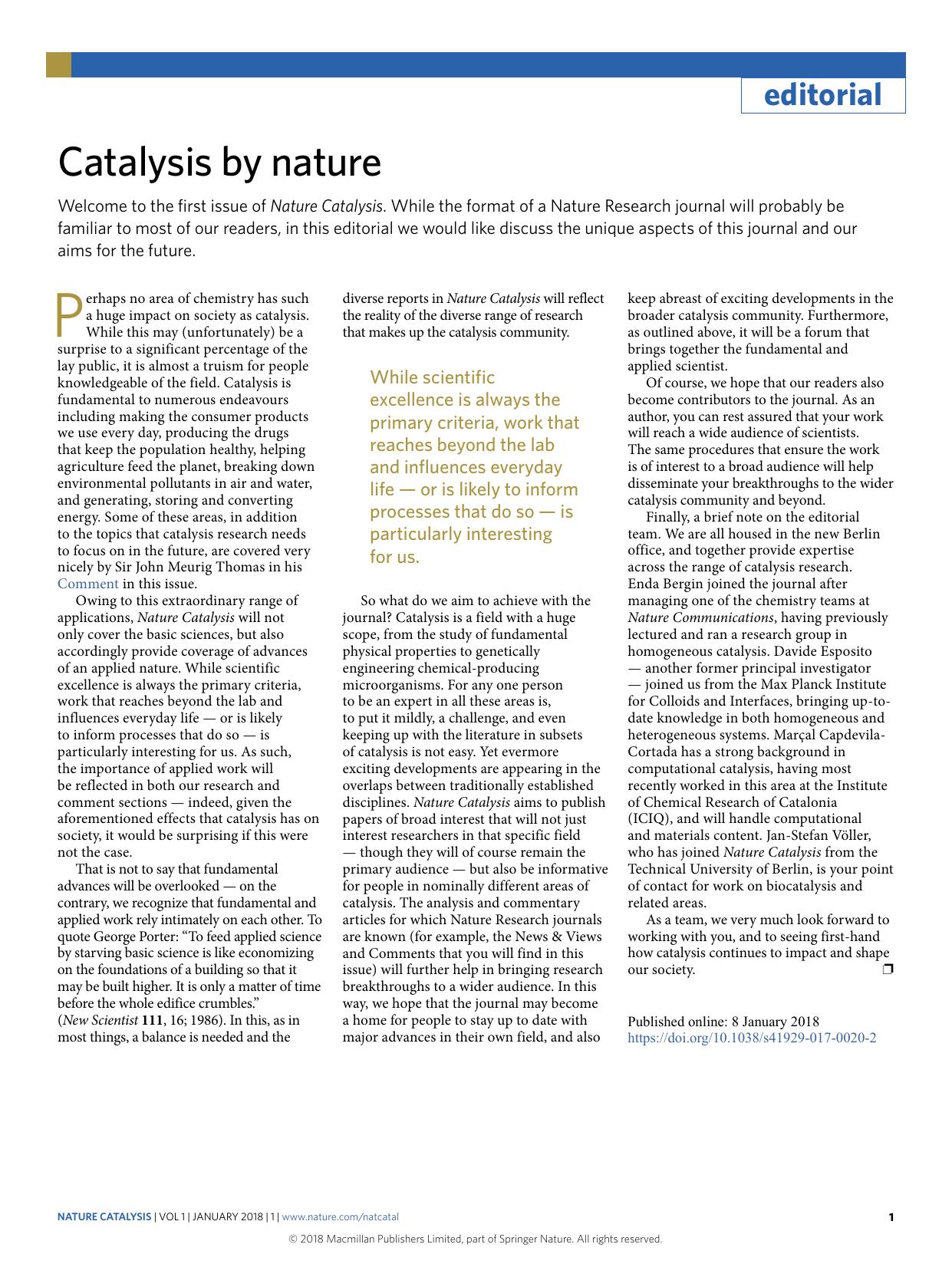 Catalysis by nature by Unknown