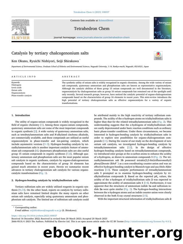 Catalysis by tertiary chalcogenonium salts by Ken Okuno & Ryuichi Nishiyori & Seiji Shirakawa