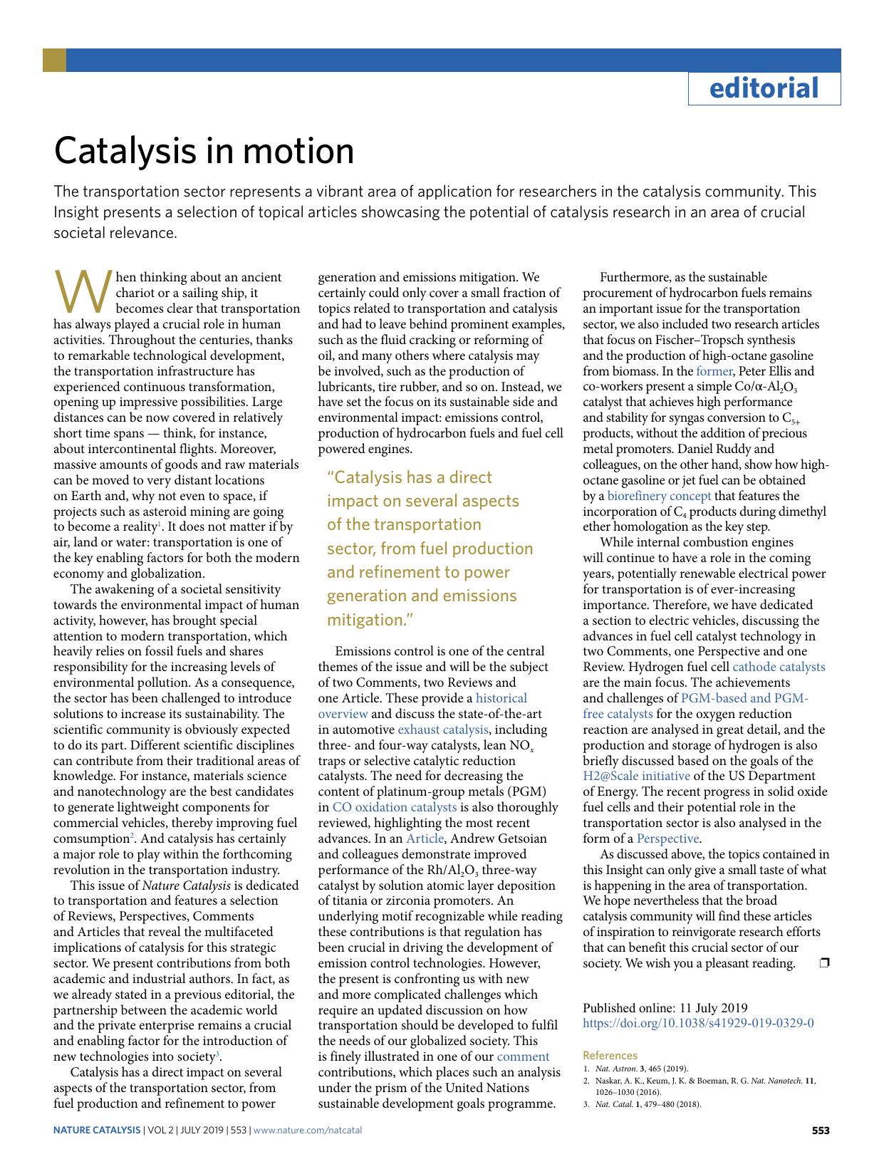 Catalysis in motion by Unknown