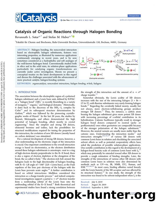 Catalysis of Organic Reactions through Halogen Bonding by Revannath L. Sutar & Stefan M. Huber