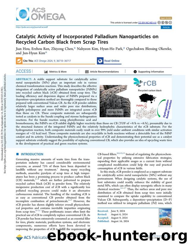 Catalytic Activity of Incorporated Palladium Nanoparticles on Recycled Carbon Black from Scrap Tires by unknow