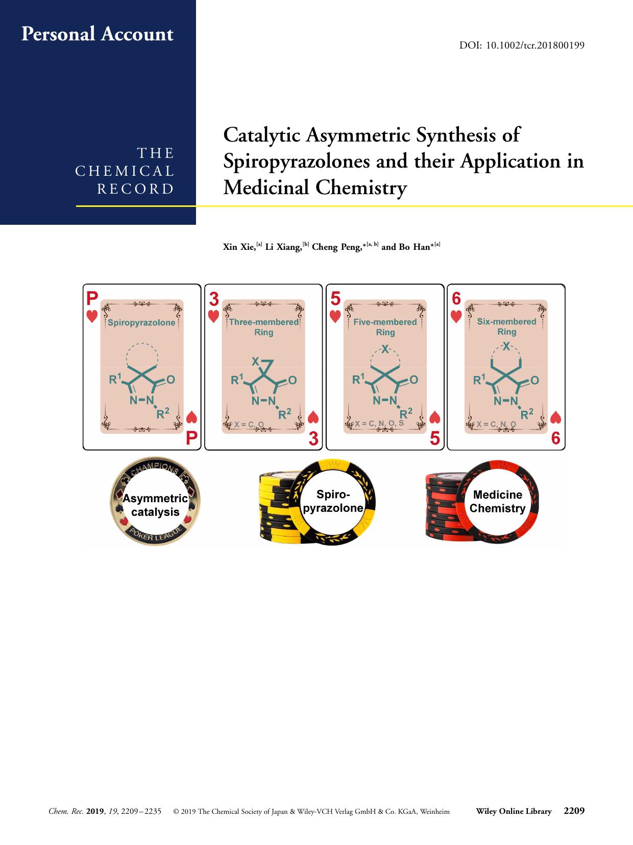 Catalytic Asymmetric Synthesis of Spiropyrazolones and their Application in Medicinal Chemistry by Unknown