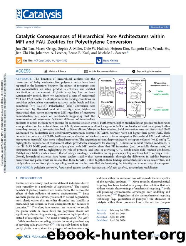 Catalytic Consequences of Hierarchical Pore Architectures within MFI and FAU Zeolites for Polyethylene Conversion by unknow