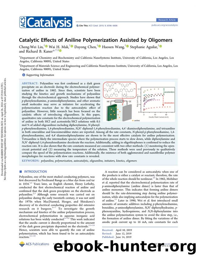 Catalytic Effects of Aniline Polymerization Assisted by Oligomers by Cheng-Wei Lin Wai H. Mak Dayong Chen Haosen Wang Stephanie Aguilar & Richard B. Kaner