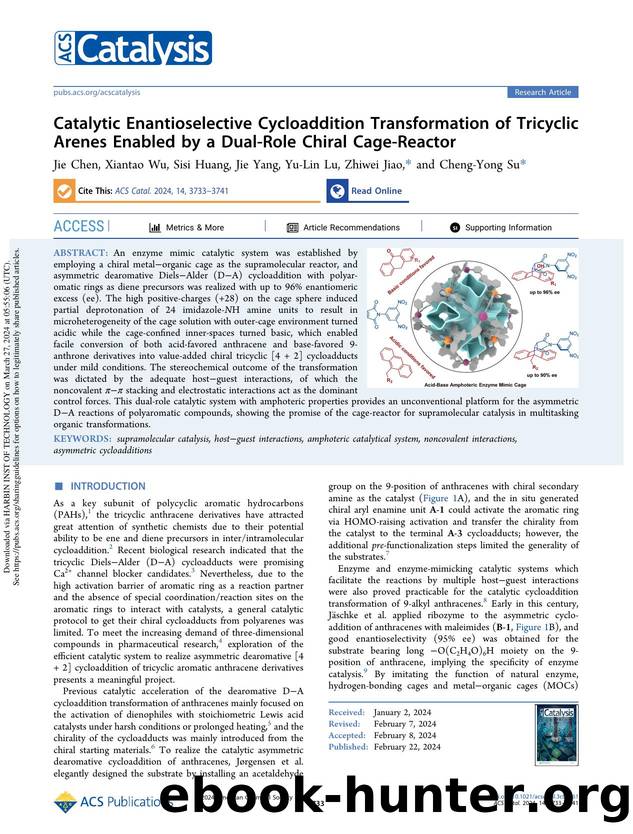 Catalytic Enantioselective Cycloaddition Transformation of Tricyclic Arenes Enabled by a Dual-Role Chiral Cage-Reactor by Jie Chen Xiantao Wu Sisi Huang Jie Yang Yu-Lin Lu Zhiwei Jiao & Cheng-Yong Su