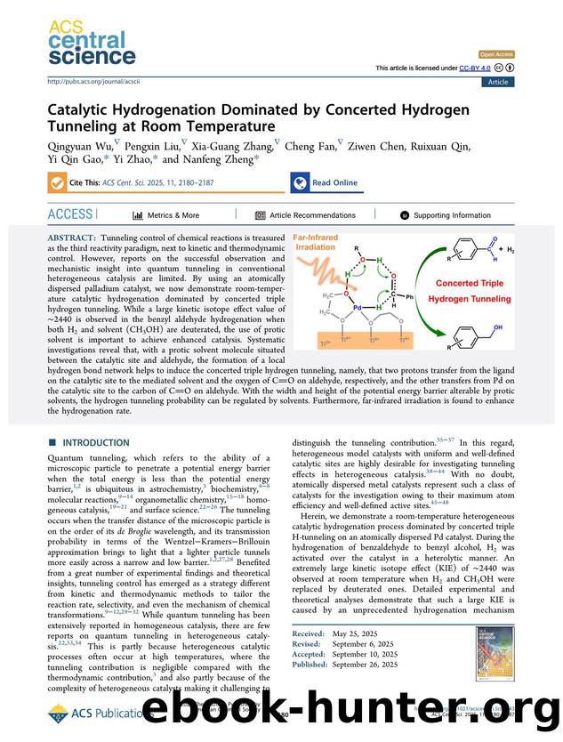 Catalytic Hydrogenation Dominated by Concerted Hydrogen Tunneling at Room Temperature by unknow