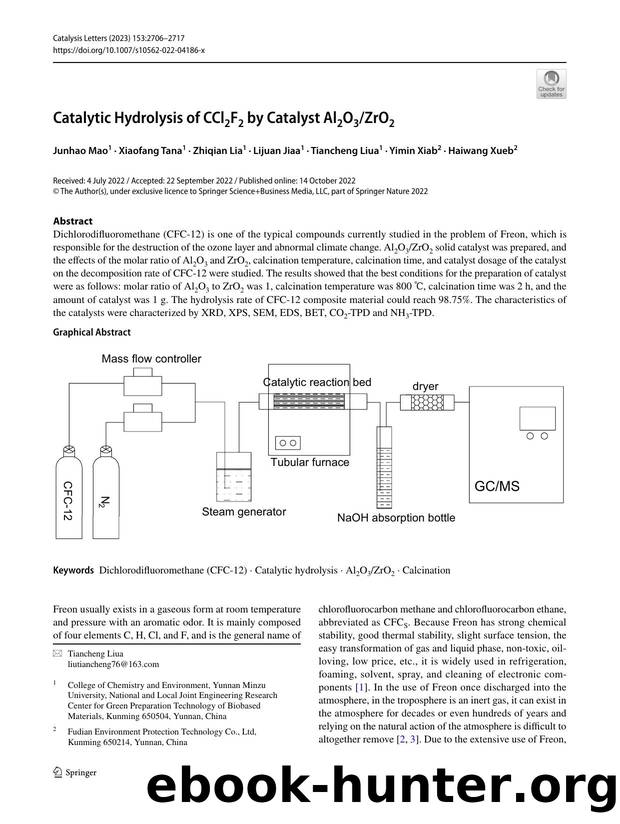 Catalytic Hydrolysis of CCl2F2 by Catalyst Al2O3ZrO2 by unknow