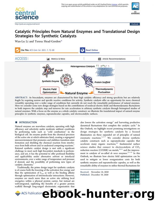 Catalytic Principles from Natural Enzymes and Translational Design Strategies for Synthetic Catalysts by Wan-Lu Li & Teresa Head-Gordon (ORCID: 0000-0003-0025-8987)