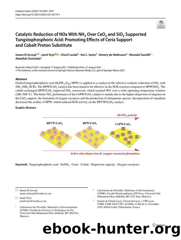 Catalytic Reduction of NOx With NH3 Over CeO2 and SiO2 Supported Tungstophosphoric Acid: Promoting Effects of Ceria Support and Cobalt Proton Substitute by unknow