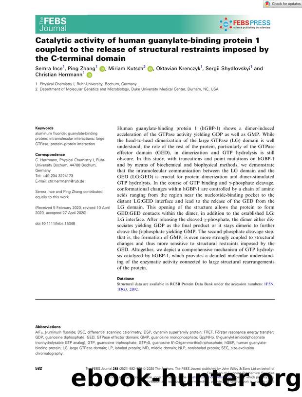 Catalytic activity of human guanylateâbinding protein 1 coupled to the release of structural restraints imposed by the Câterminal domain by Unknown