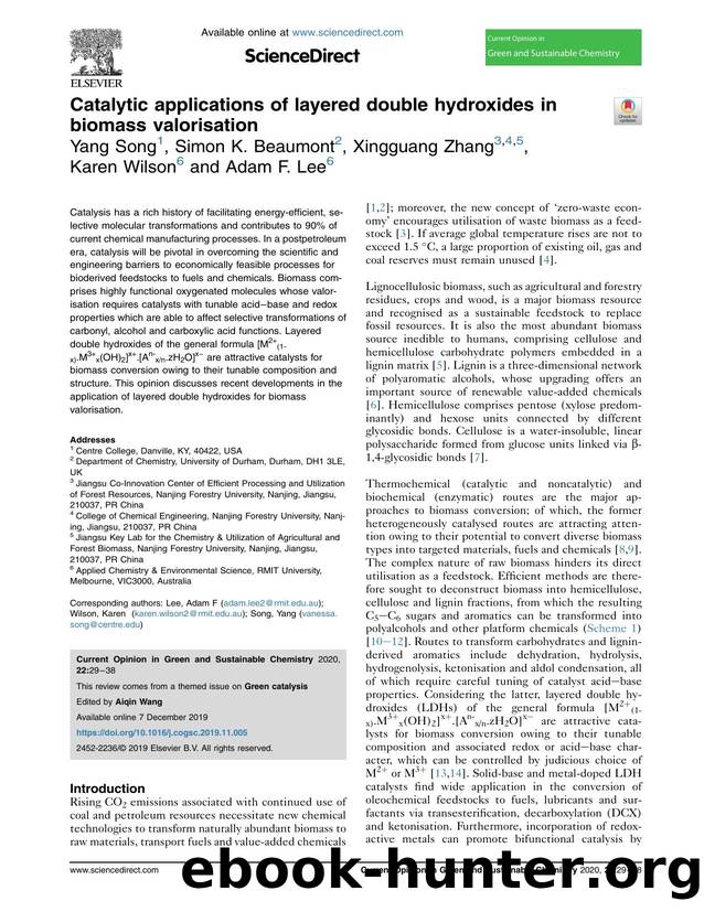 Catalytic applications of layered double hydroxides in biomass valorisation by Yang Song & Simon K. Beaumont & Xingguang Zhang & Karen Wilson & Adam F. Lee