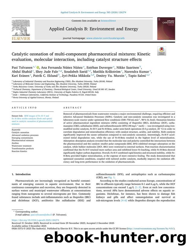 Catalytic ozonation of multi-component pharmaceutical mixtures: Kinetic evaluation, molecular interaction, including catalyst structure effects by unknow