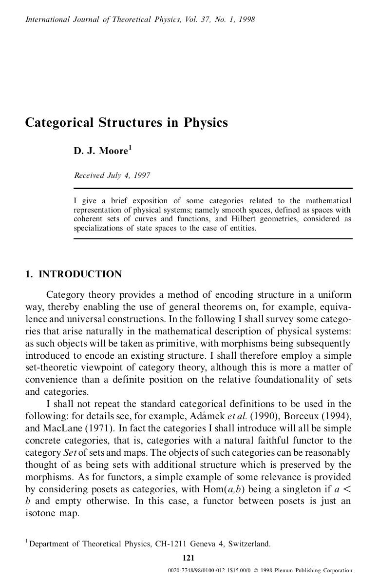 Categorical Structures in Physics by Unknown
