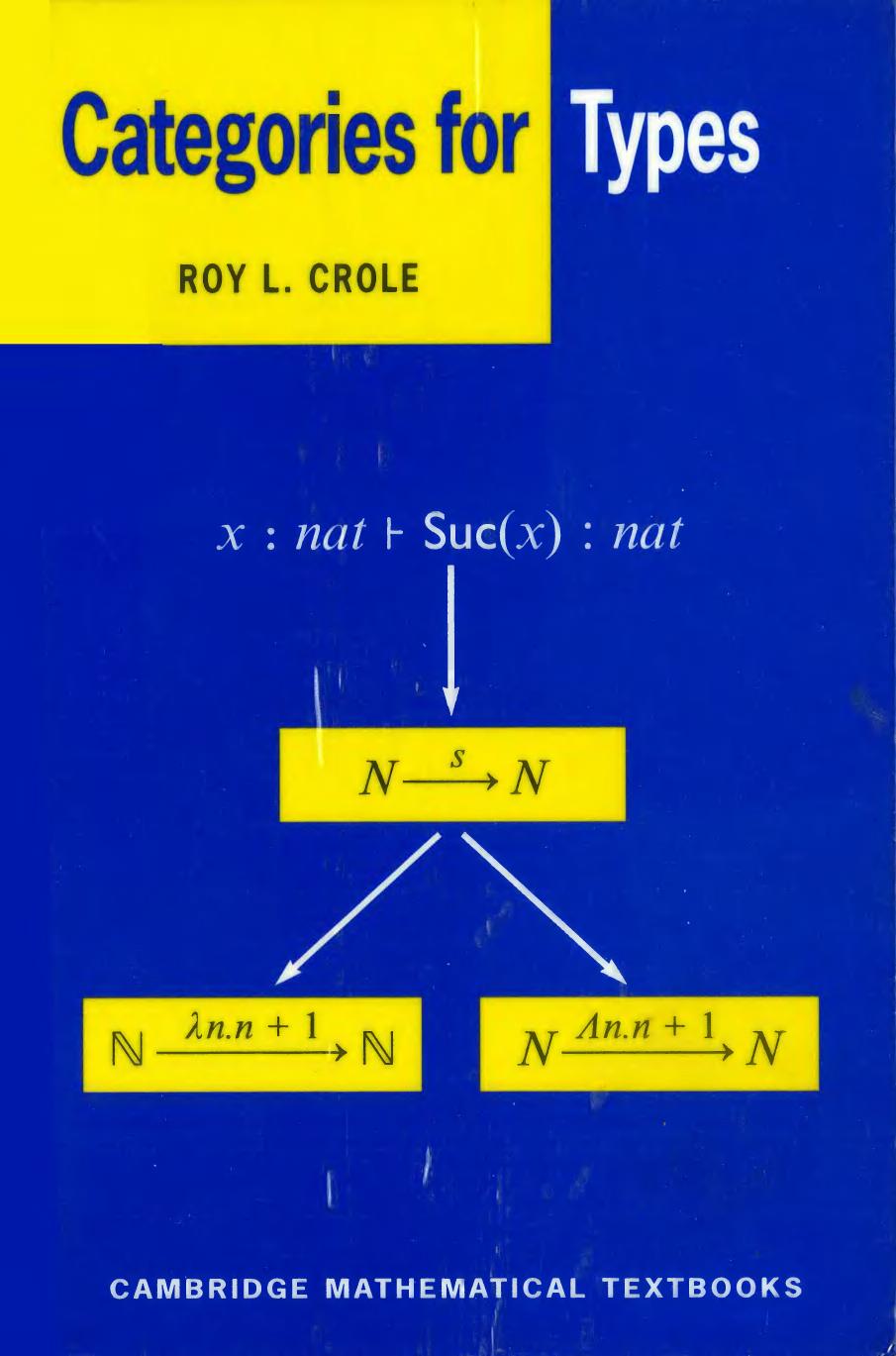 Categories for Types (Cambridge Mathematical Textbooks) by Roy L. Crole