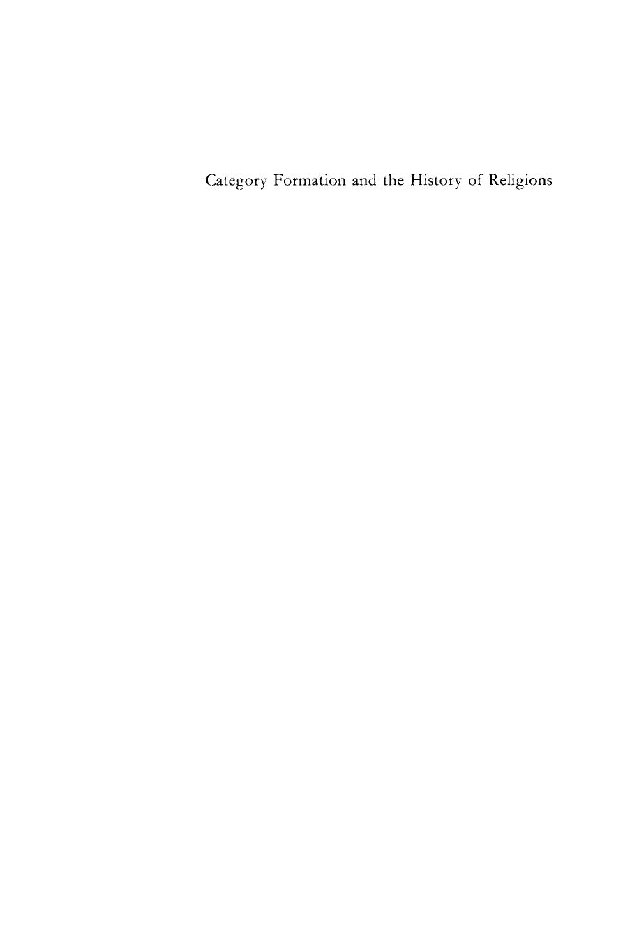 Category Formation and the History of Religions by Robert D. Baird