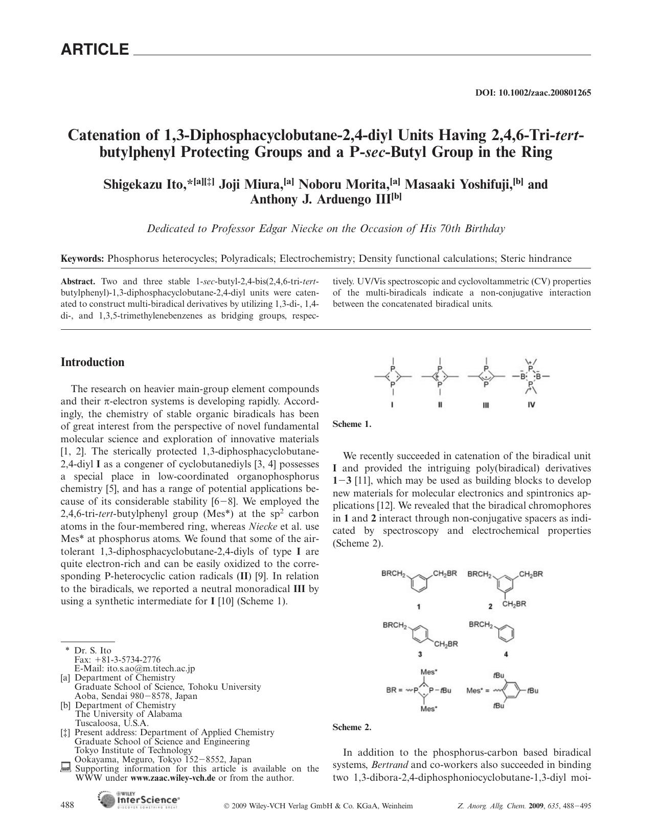 Catenation of 1,3-Diphosphacyclobutane-2,4-diyl Units Having 2,4,6-Tri-tert-butylphenyl Protecting Groups and a P-sec-Butyl Group in the Ring by Unknown