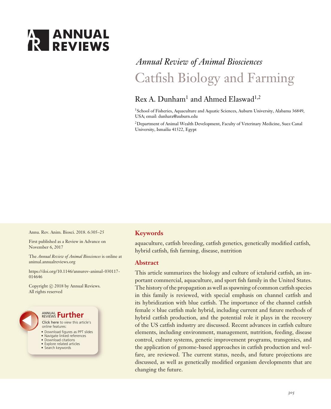 Catfish Biology and Farming by Rex A. Dunham and Ahmed Elaswad