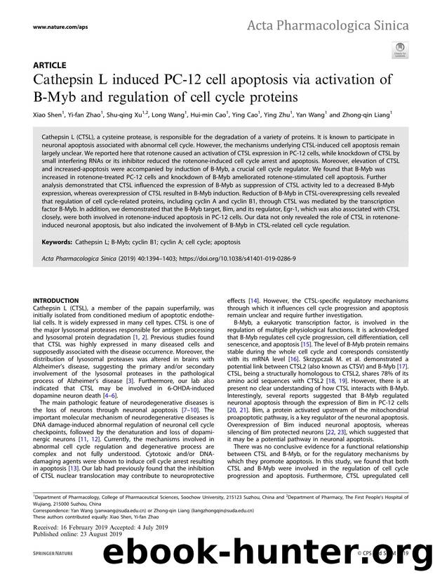 Cathepsin L induced PC-12 cell apoptosis via activation of B-Myb and regulation of cell cycle proteins by unknow