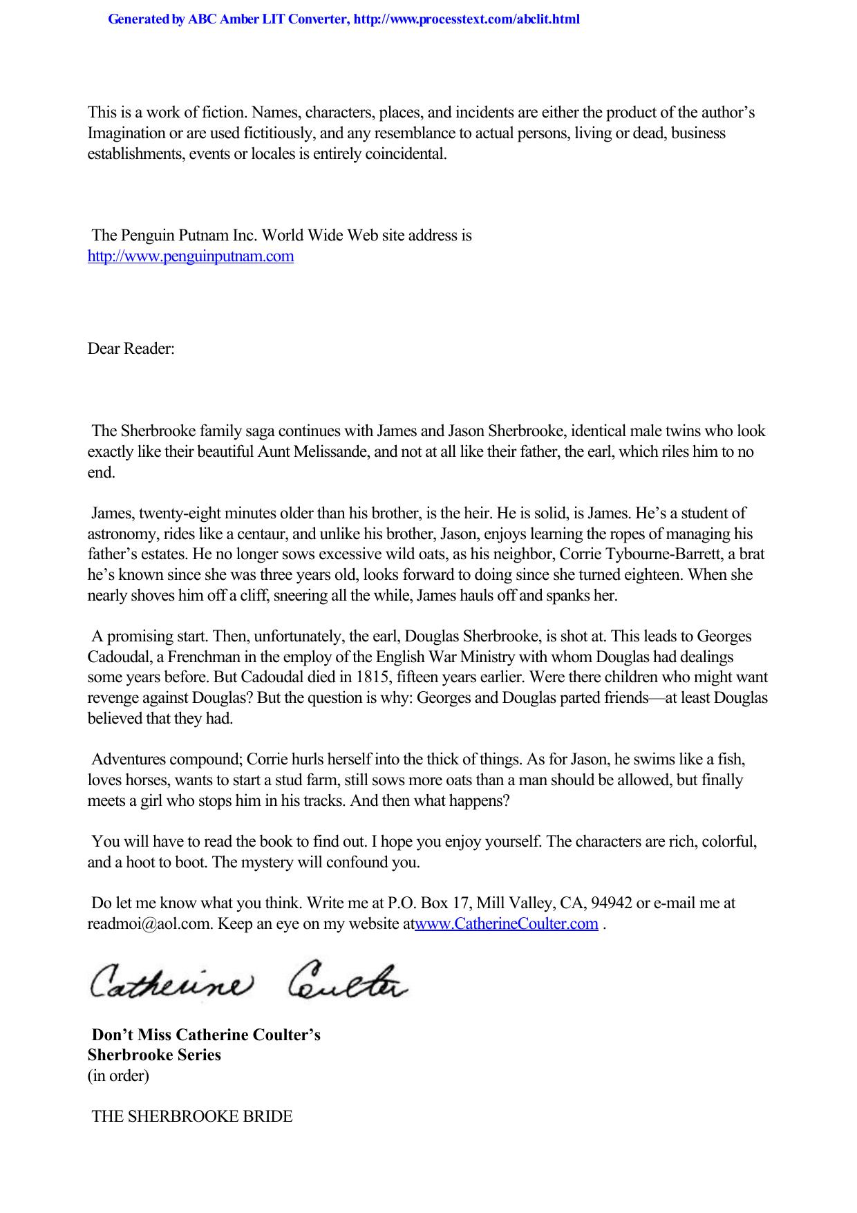 Catherine Coulter - Bride 08 by Sherbrooke Twins