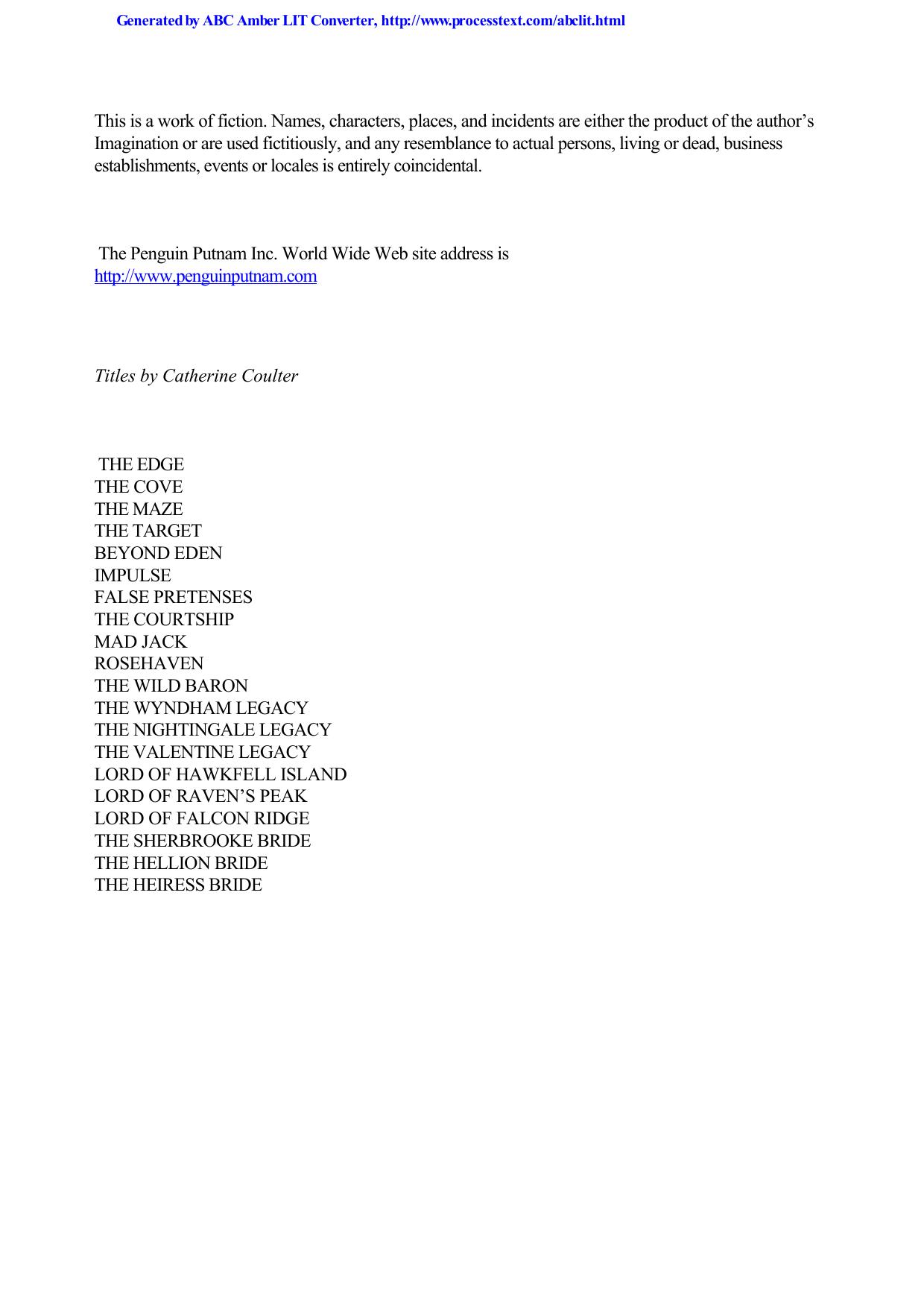 Catherine Coulter - Legacy Trilogy 01 by The Wyndham Legacy