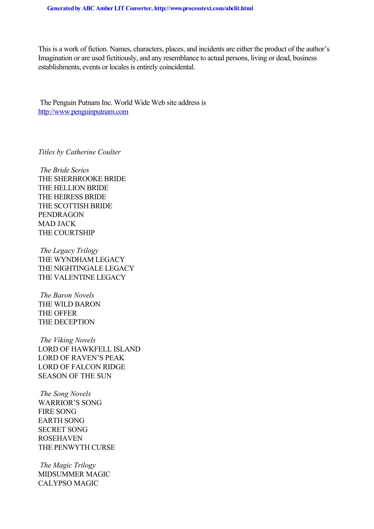 Catherine Coulter - Medieval Song 06 by The Penwyth Curse