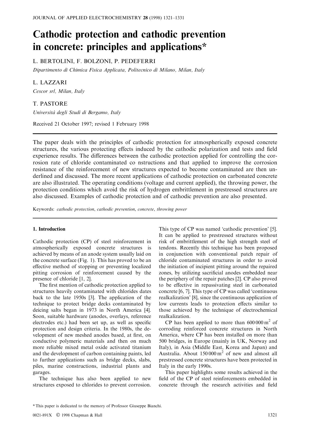 Cathodic protection and cathodic preventionin concrete: principles and applications by Unknown