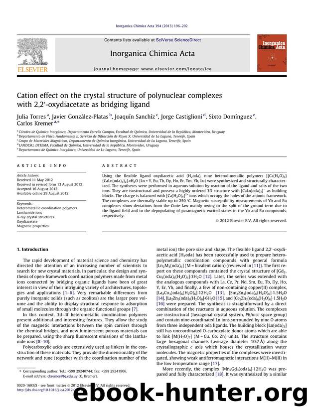 Cation effect on the crystal structure of polynuclear complexes with 2,2â²-oxydiacetate as bridging ligand by unknow