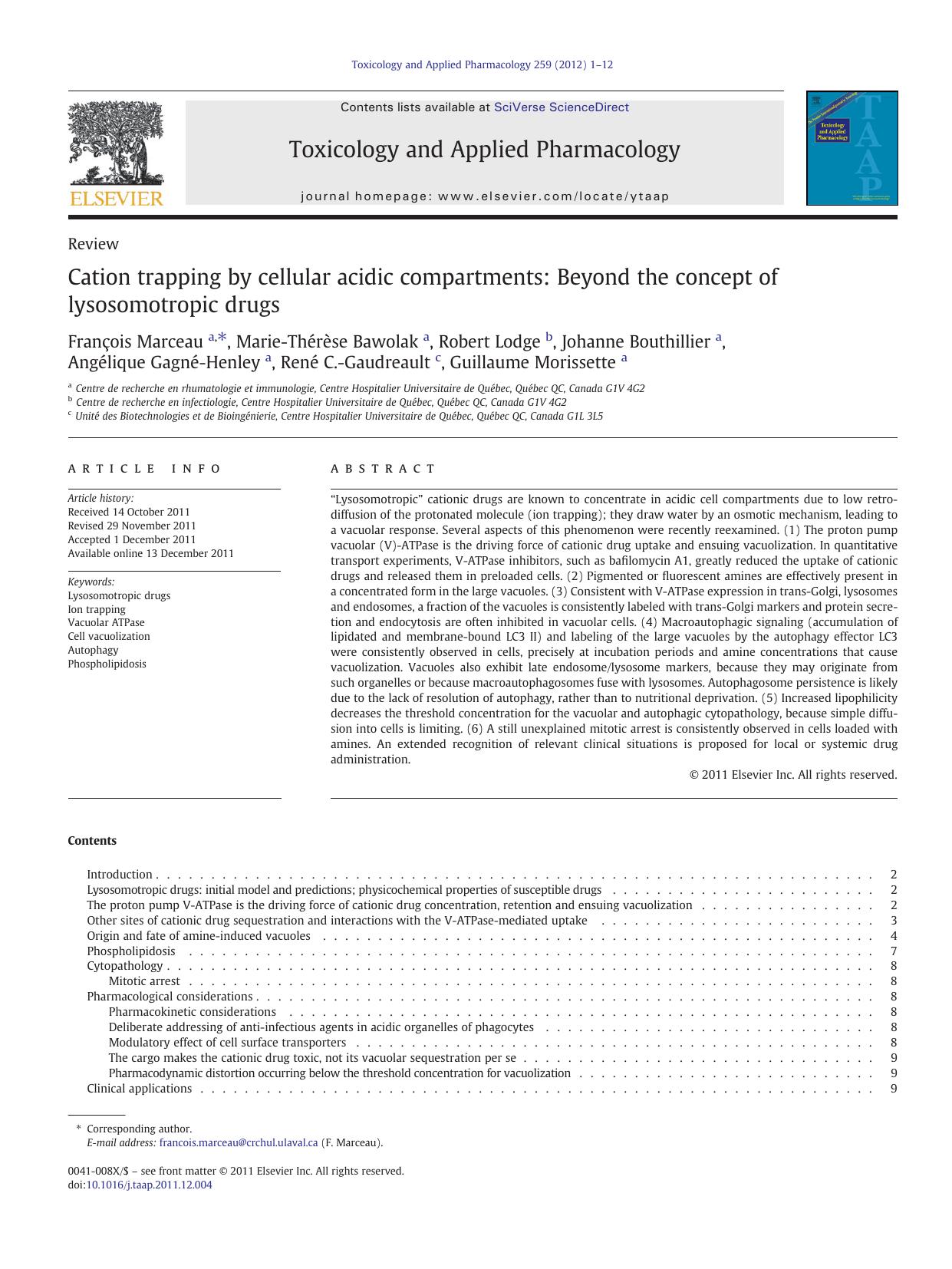 Cation trapping by cellular acidic compartments: Beyond the concept of lysosomotropic drugs by unknow