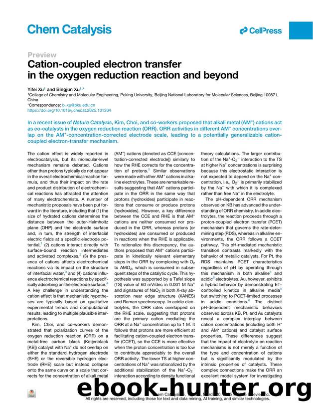 Cation-coupled electron transfer in the oxygen reduction reaction and beyond by Yifei Xu & Bingjun Xu