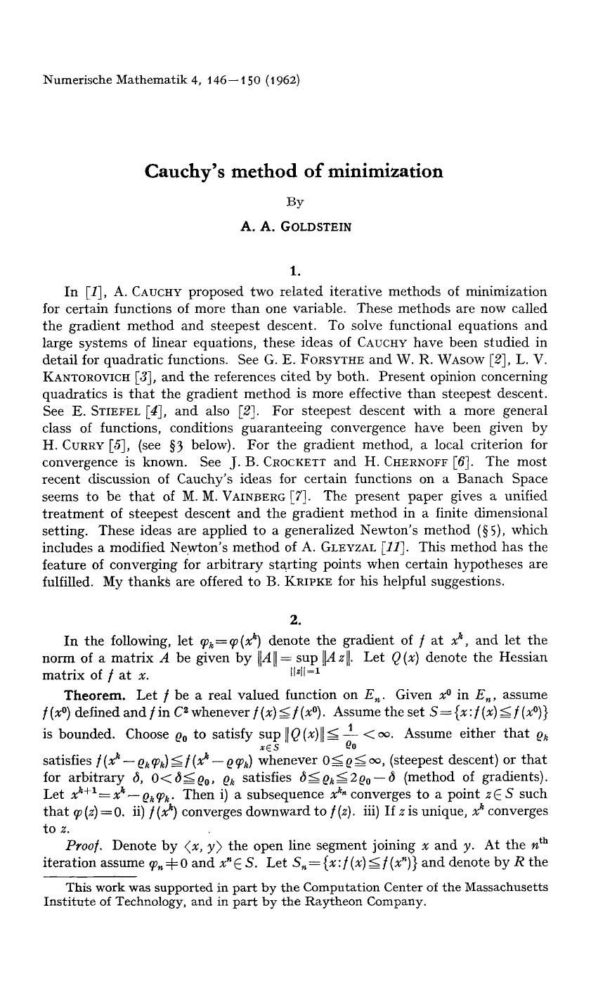 Cauchy's method of minimization by Unknown
