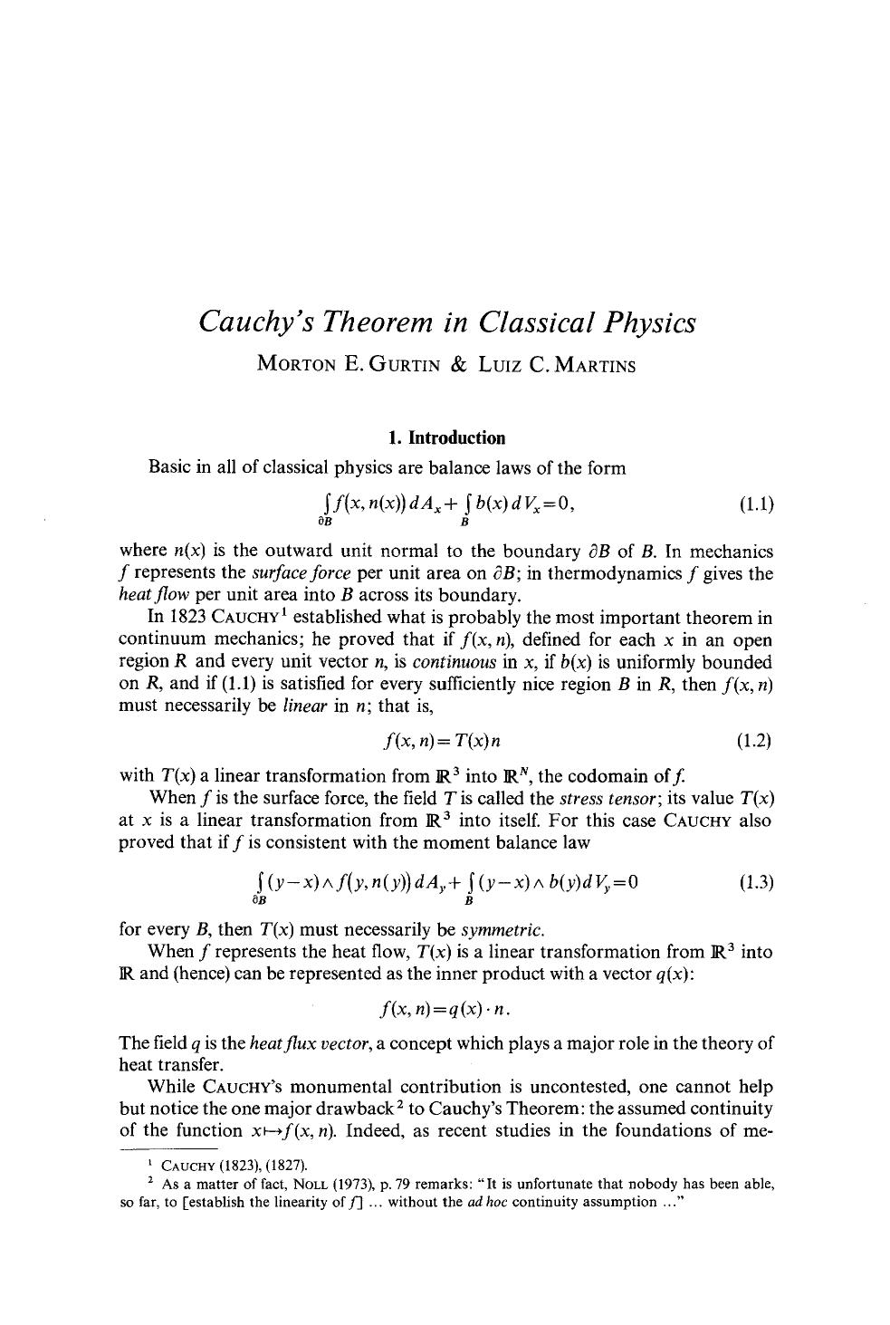 Cauchy's theorem in classical physics by Unknown