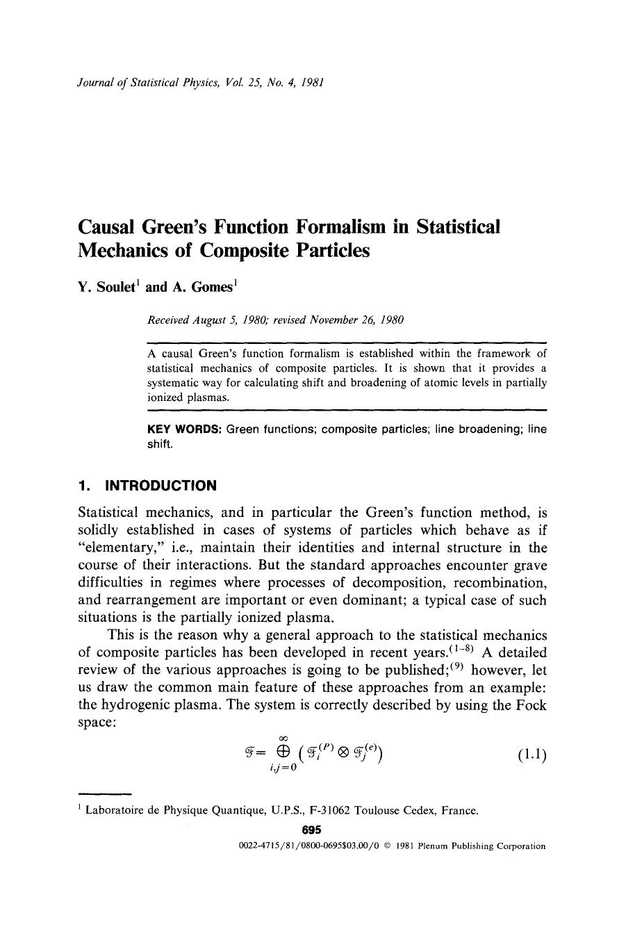 Causal Green's function formalism in statistical mechanics of composite particles by Unknown