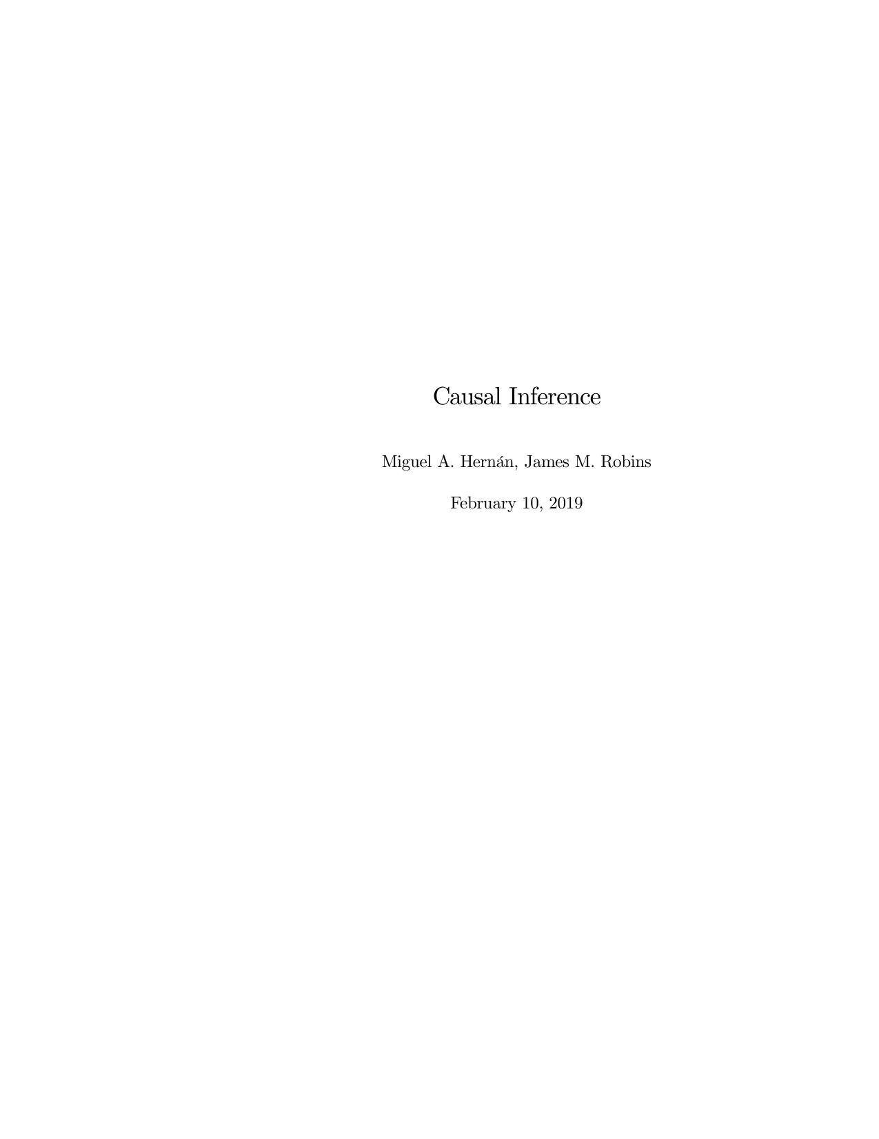 Causal inference by Hernán M. A. Robins J. M