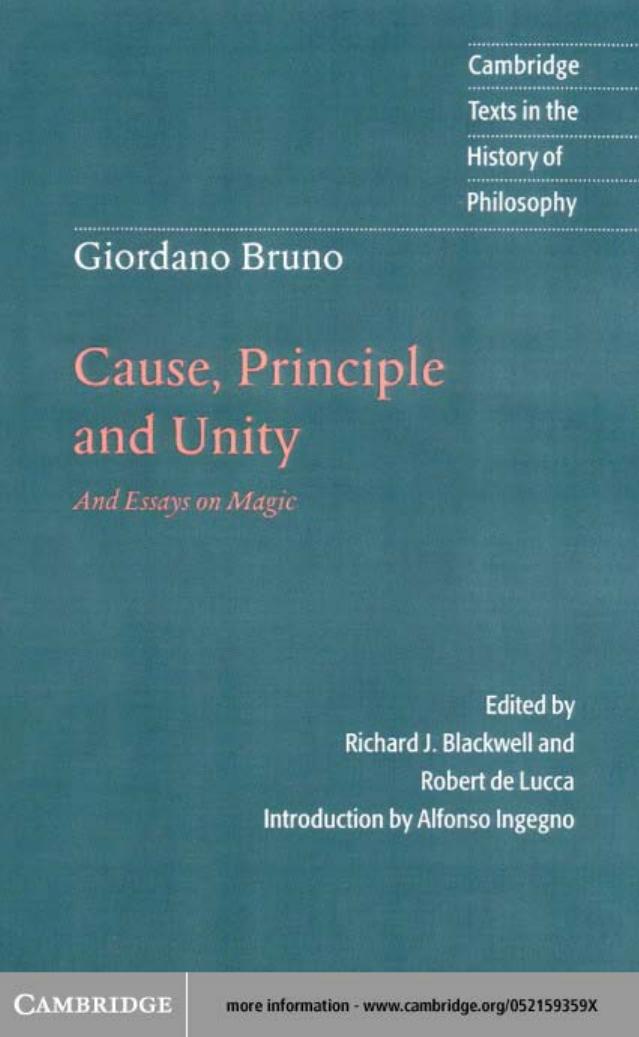 Cause, Principle and Unity and Essays on Magic (Cambridge Texts in the History of Philosophy) by Giordano Bruno
