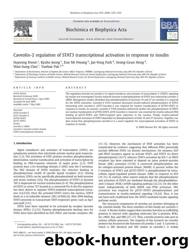 Caveolin-2 regulation of STAT3 transcriptional activation in response to insulin by Hayeong Kwon; Kyuho Jeong; Eun Mi Hwang; Jae-Yong Park; Seong-Geun Hong; Wan-Sung Choi; Yunbae Pak