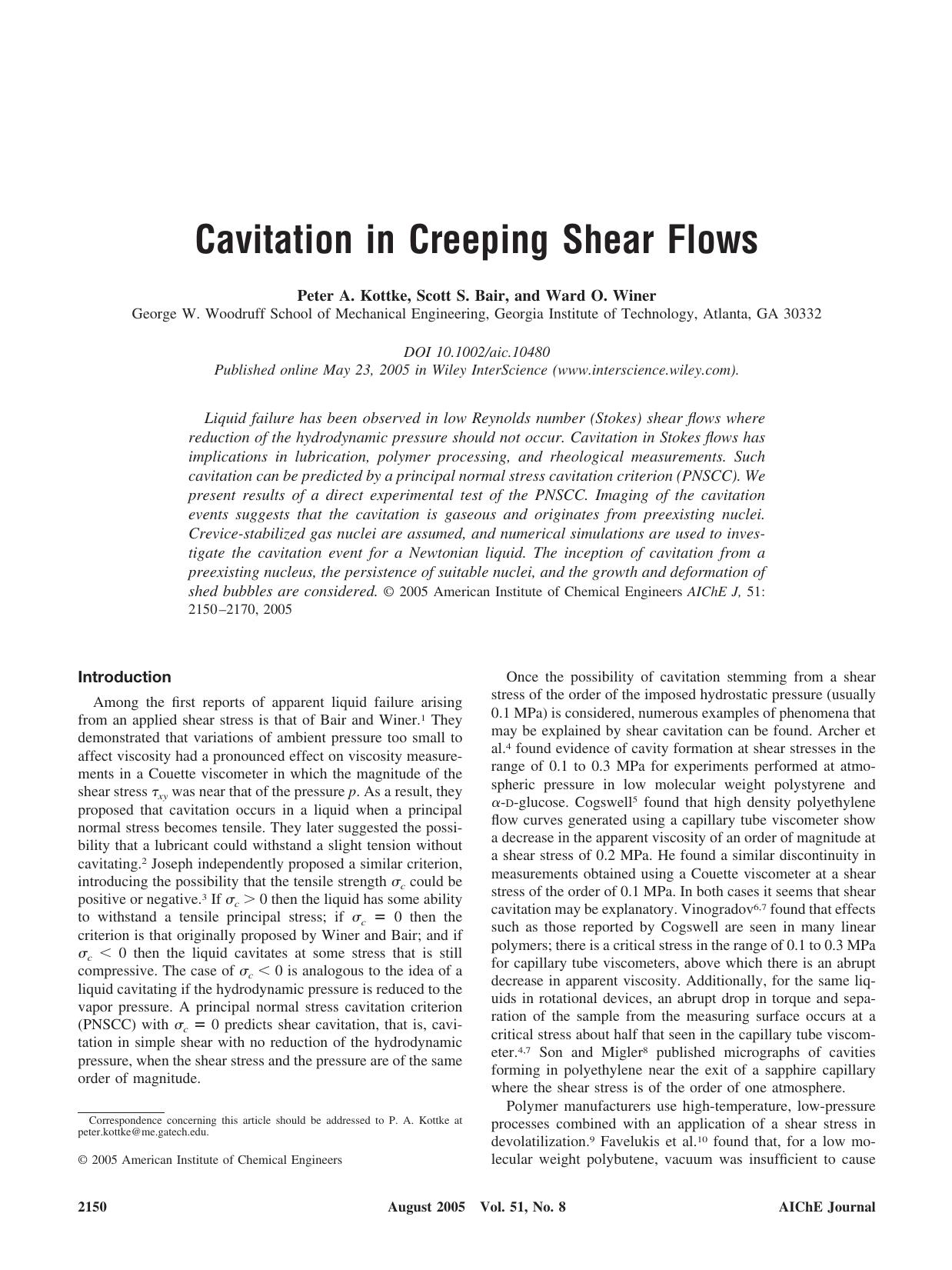 Cavitation in creeping shear flows by Unknown