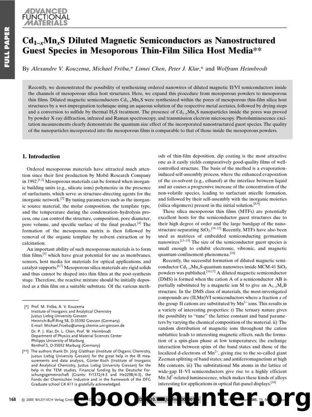 Cd1-xMnxS Diluted Magnetic Semiconductors as Nanostructured Guest Species in Mesoporous Thin-Film Silica Host Media by Unknown