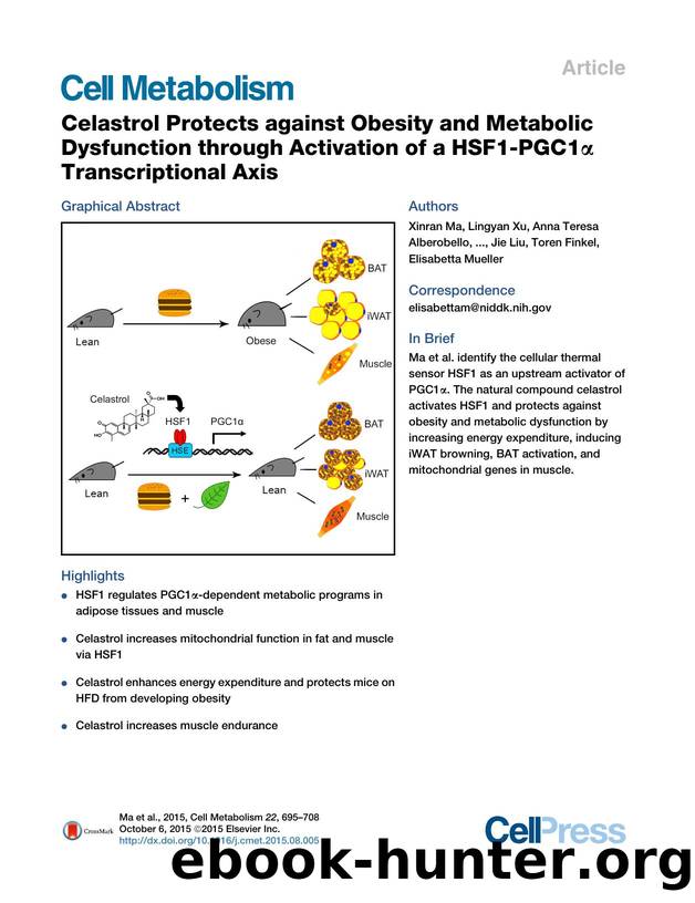 Celastrol Protects against Obesity and Metabolic Dysfunction through Activation of a HSF1-PGC1&alpha; Transcriptional Axis by unknow