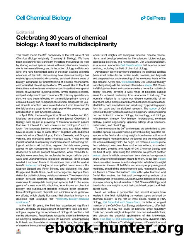 Celebrating 30 years of chemical biology: A toast to multidisciplinarity by Mishtu Dey & Samantha Nelson
