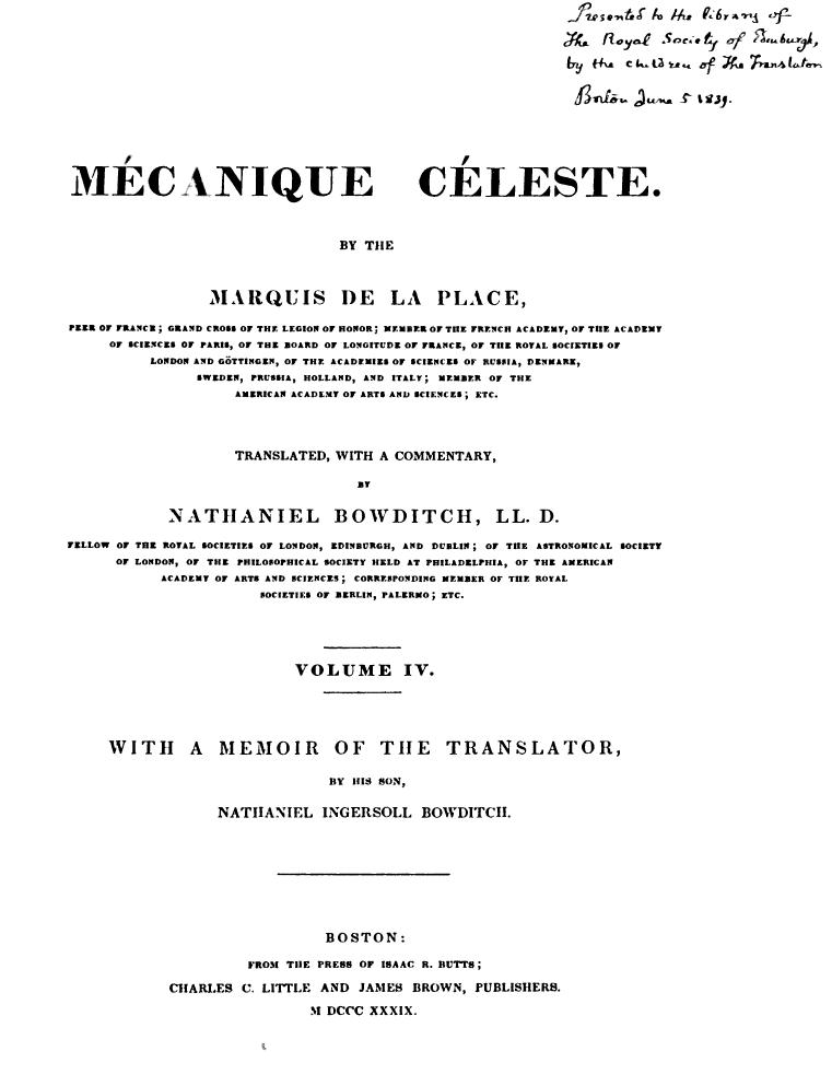 Celestial Mechanics by Pierre Simon de Laplace