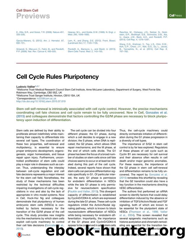 Cell Cycle Rules Pluripotency by Ludovic Vallier