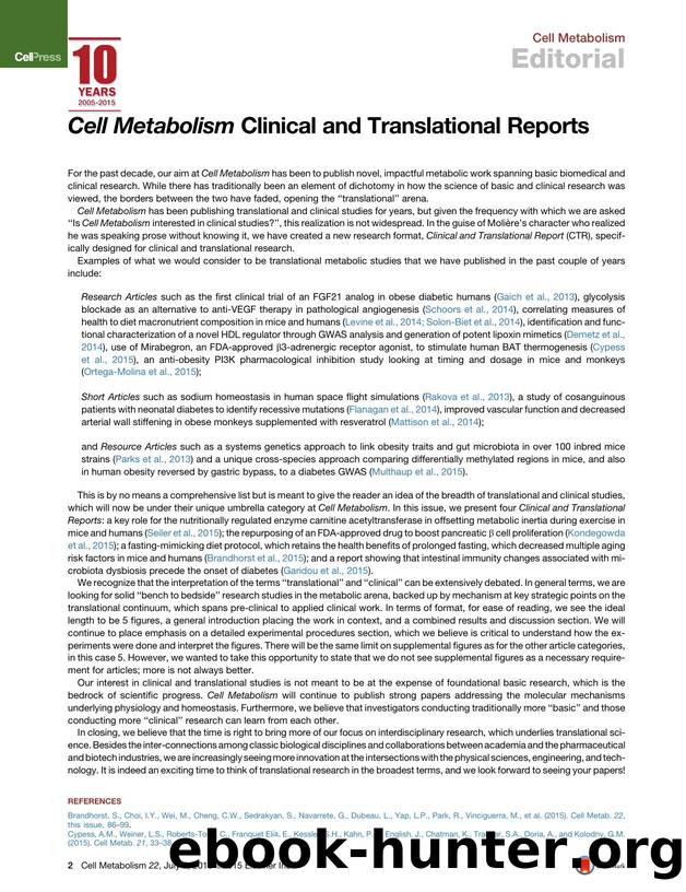 Cell Metabolism Clinical and Translational Reports by Nikla Emambokus & Anne Granger