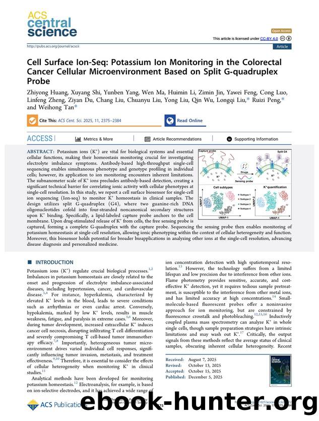 Cell Surface Ion-Seq: Potassium Ion Monitoring in the Colorectal Cancer Cellular Microenvironment Based on Split G-quadruplex Probe by unknow
